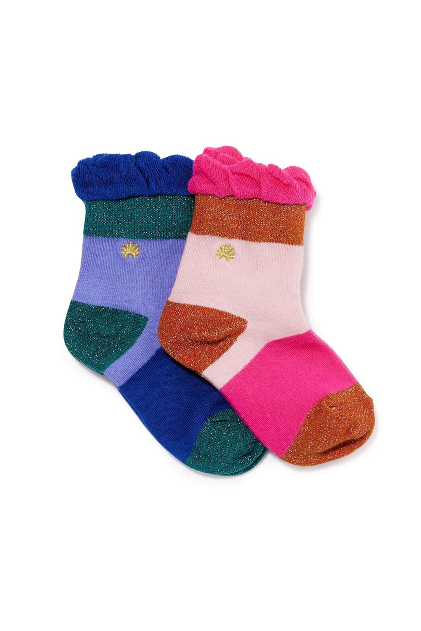 Image of Electric Rainbow Set of 2 Ruffle Confetti Socks - KIDS